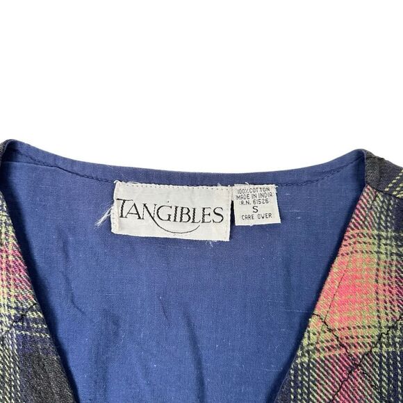 Vintage Tangibles 90s Plaid Vest Chain Stitch Skater Surfer Grunge Hip Hop - Picture 3 of 4